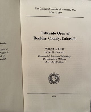 Telluride ores of Boulder County, Colorado
