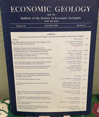 Item #15667 A Special Issue Devoted to Current Research on Mineral Deposits of Europe. D. Ed Rickard