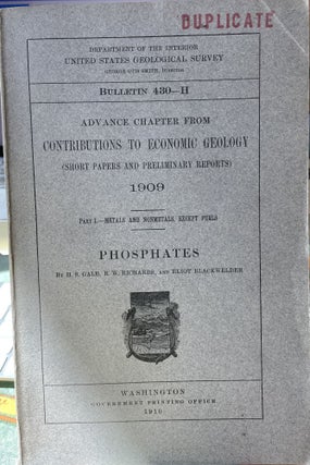 Item #18790 Advance Chapter from Contributions to Economic Geology (Short Papers and Preliminary...