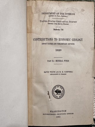 Contributions to Economic Geology (Short Papers and Preliminary Reports) Part II Mineral Fuels 1920 Part II