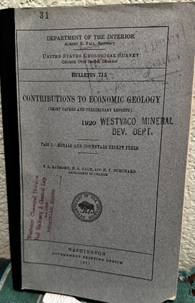 Item #18965 Contributions to Economic Geology, 1920, Part I, Metals and Nonmetals Except Fuels,...