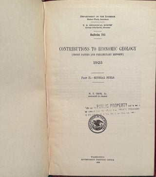 Contributions to Economic Geology (Short Papers and Preliminary Reports ) 1925 Part II. Mineral Fuels