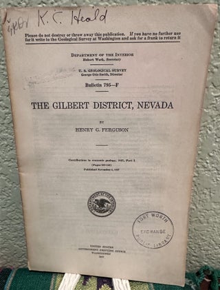 Item #19001 Quicksilver Deposits of the Pilot Mountains, Mineral Country, Nevada Contributions to...