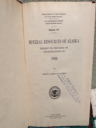 Mineral Resources of Alaska Report on Progress of Investigations in 1926
