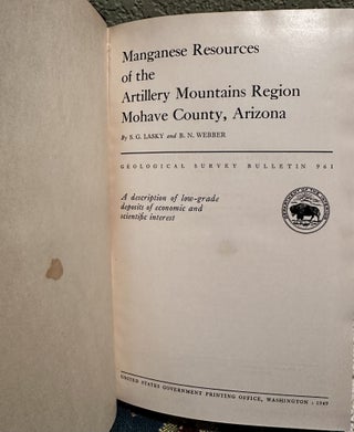 Manganese Resources Of The Artillery Mountains Region Mohave County Arizona