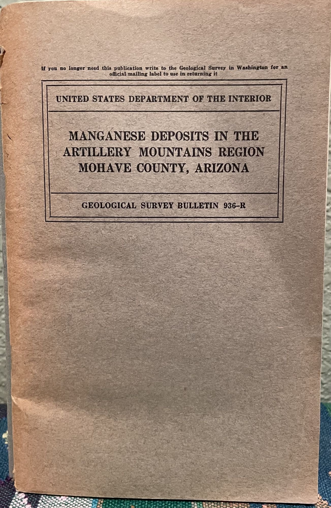 Manganese Deposits of the Artillery Mountains Region Mohave County Arizona. S. G. Lasky, B. N. Weber.