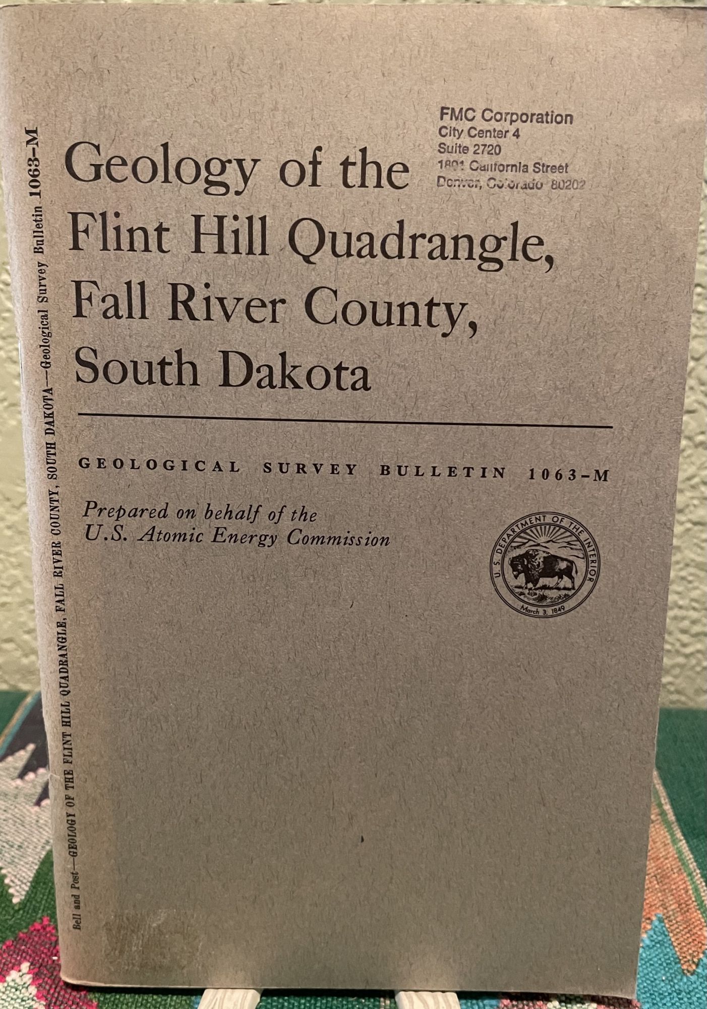 Geology of the Flint Hill quadrangle, Fall River County, South Dakota, Geology and Uranium. Henry Bell.