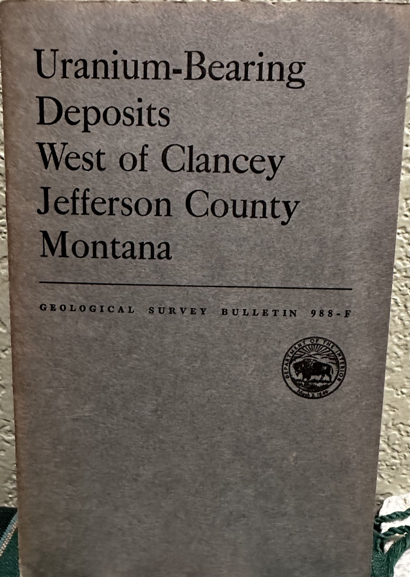 Uranium-bearing deposits west of Clancey, Jefferson County, Montana Trace Elements Memorandum Report. Wayne A. Roberts.