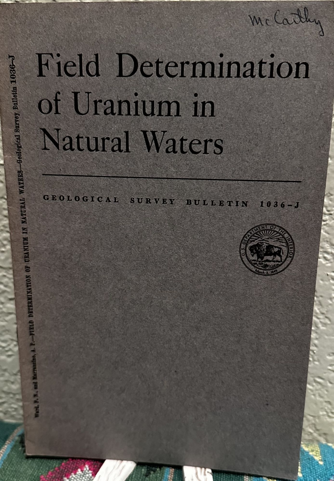 Field determination of uranium in natural waters. F. N. Ward.