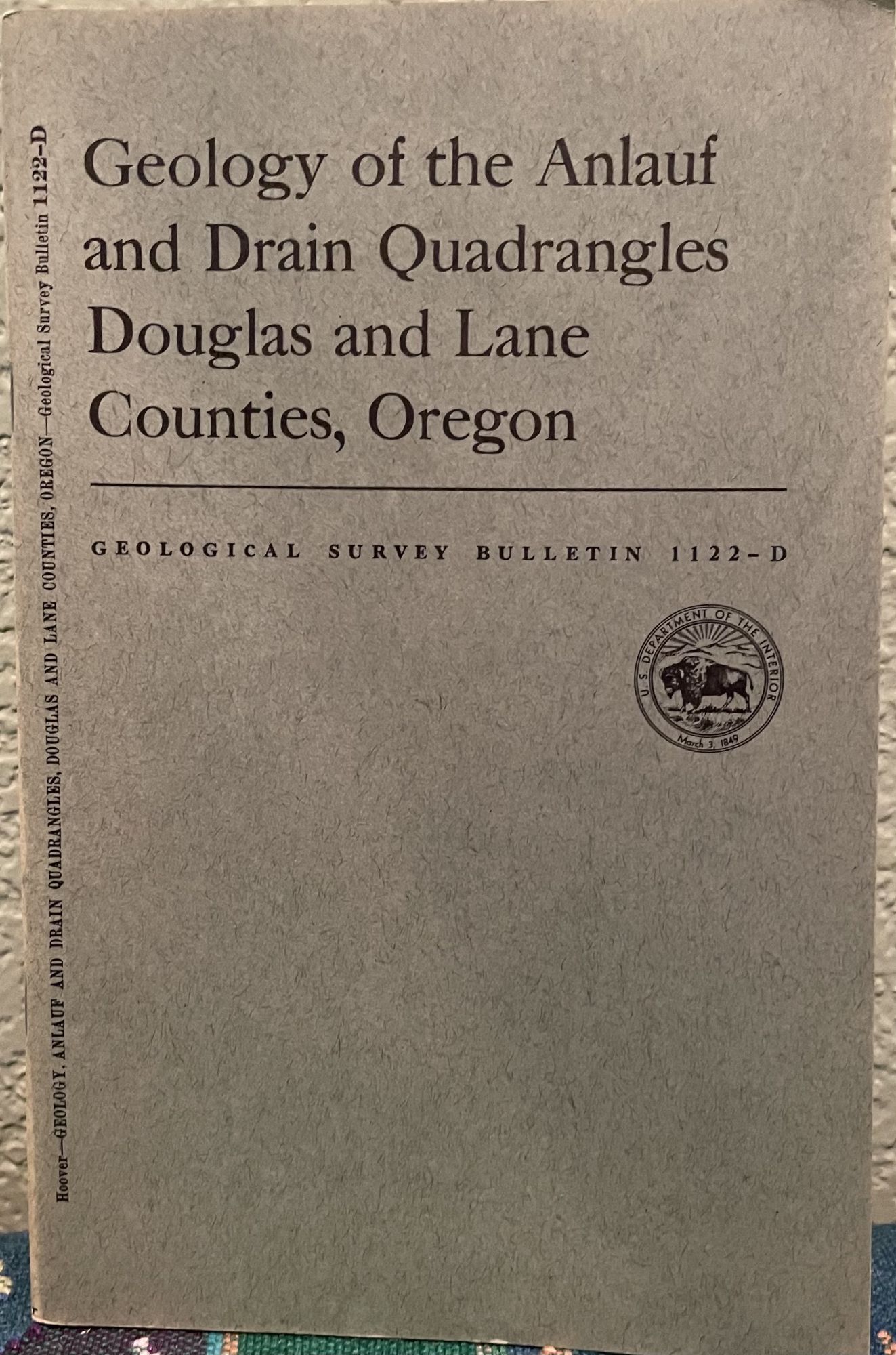 Geology of the Anlauf and Drain Quadrangles, Douglas and Lane Counties, Oregon. Linn Hoover.