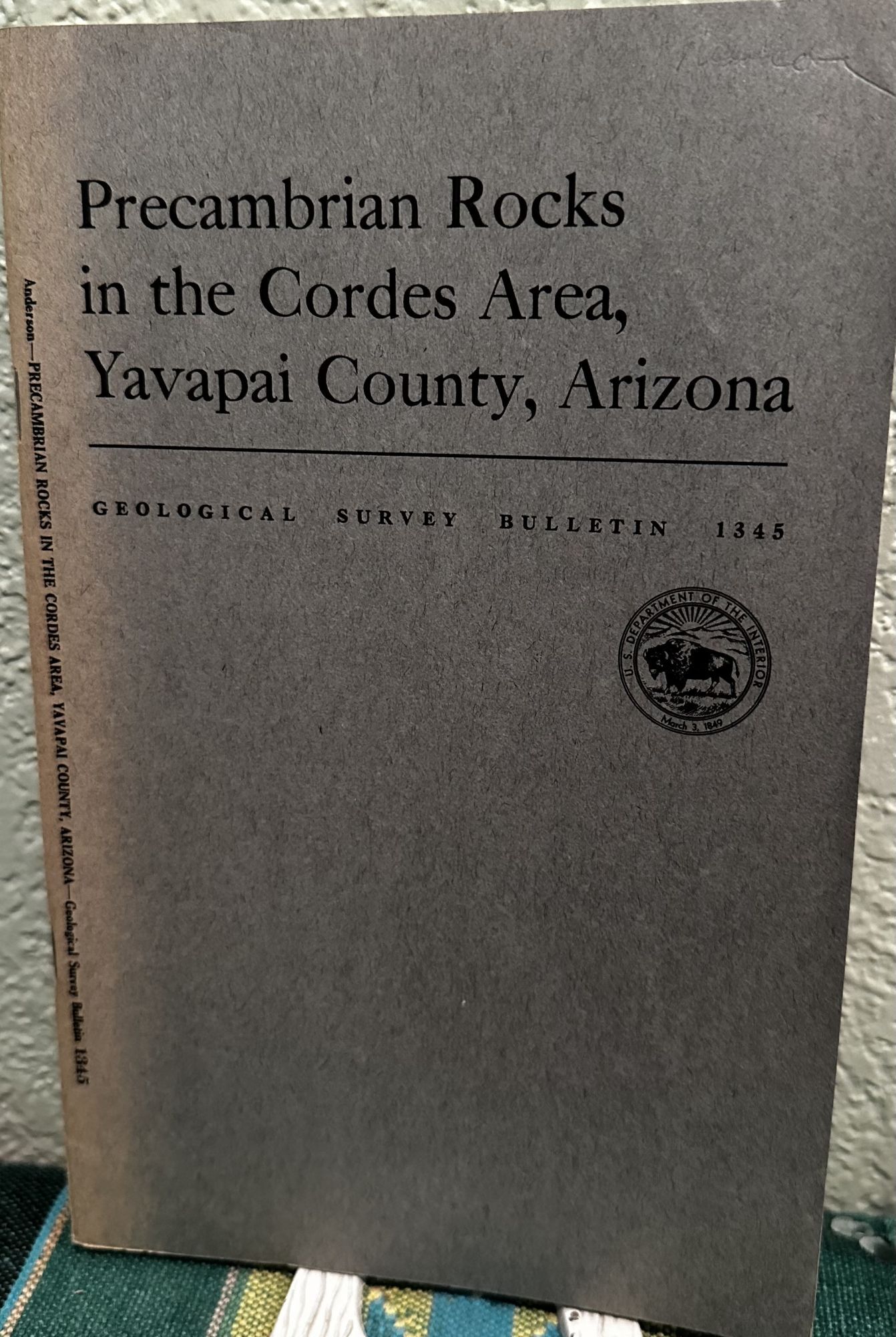 Precambrian rocks in the Cordes area, Yavapai County, Arizona. Charles Alfred Anderson.