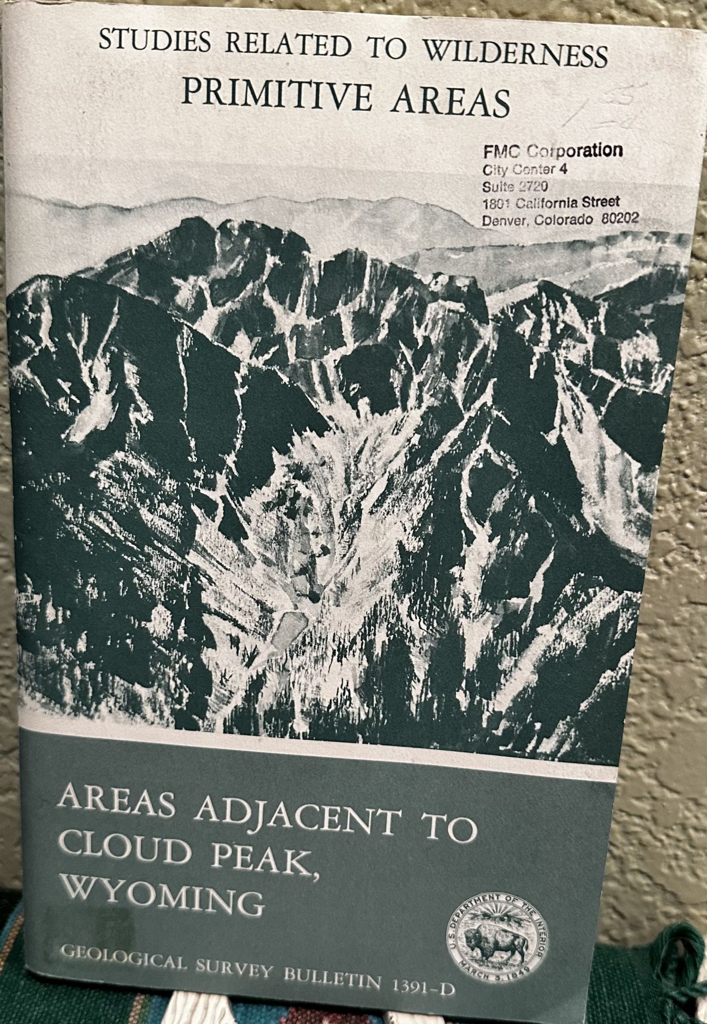 Mineral resources of areas adjacent to the Cloud Peak Primitive Area, Wyoming An evaluation of. Kenneth Segerstrom.