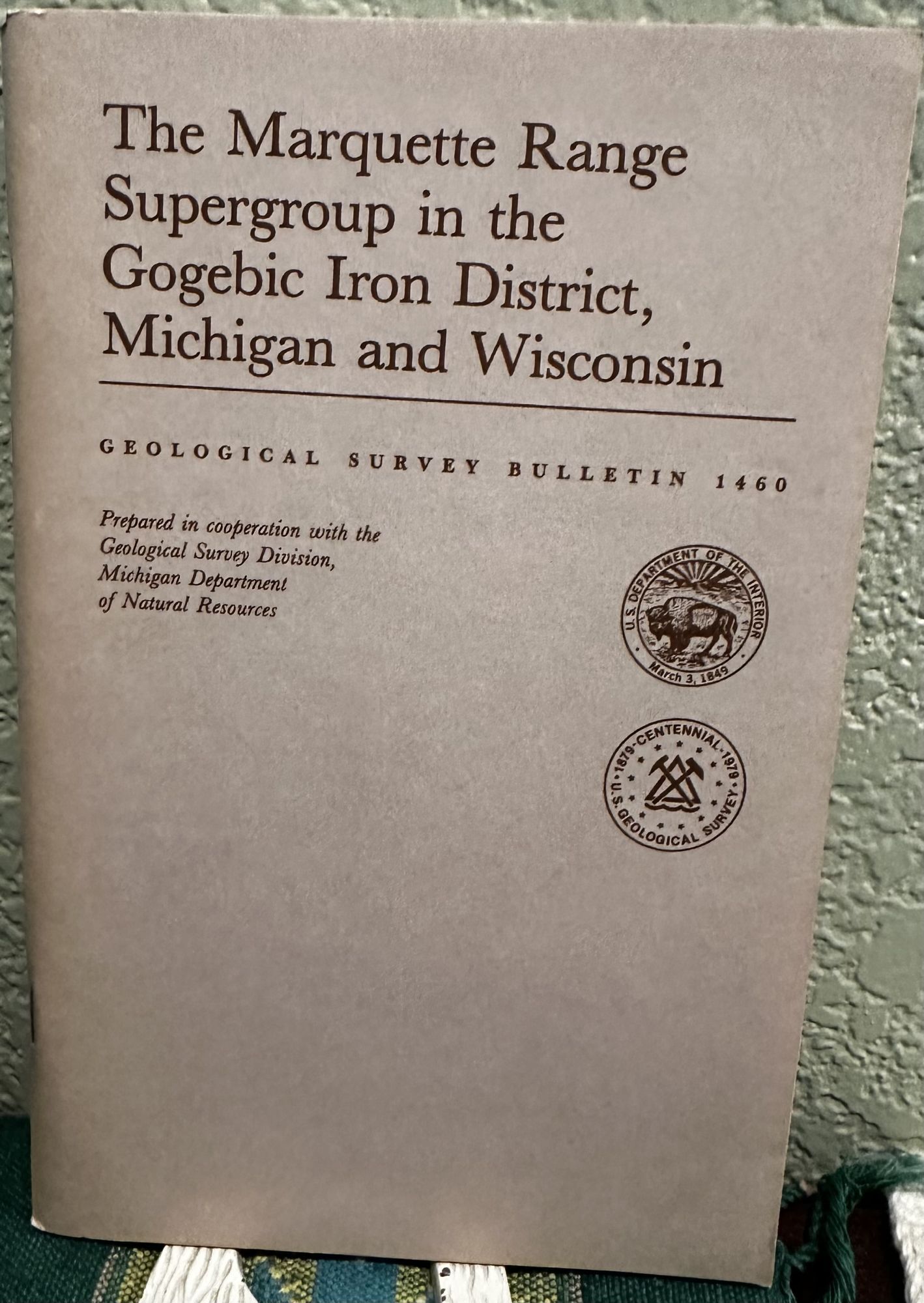 The Marquette Range Supergroup in the Gogebic Iron District, Michigan and Wisconsin. R. G Schmidt.