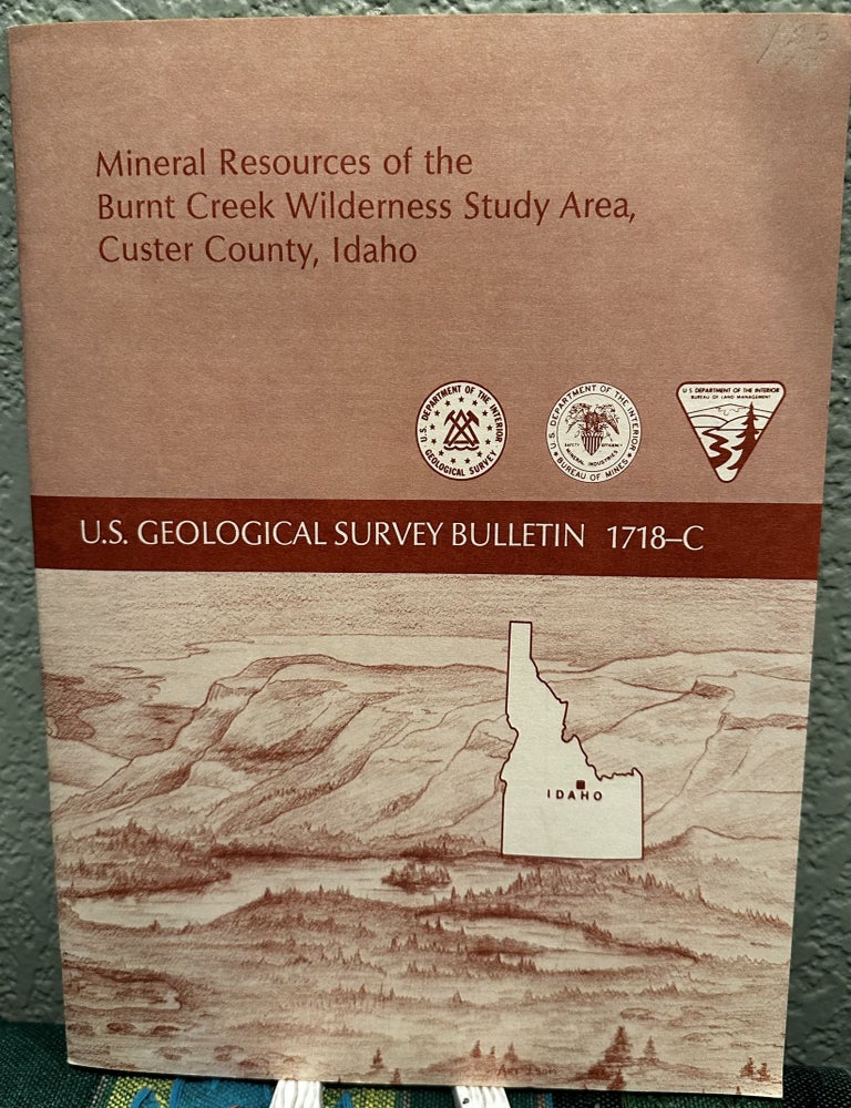 Item #20319 Mineral Resources of the Burnt Creek Wilderness Study Area, Custer County, Idaho. Betty Skipp, Don L. Sawatzky, Dolores M. Kulik, Jerry R. Hassemer.