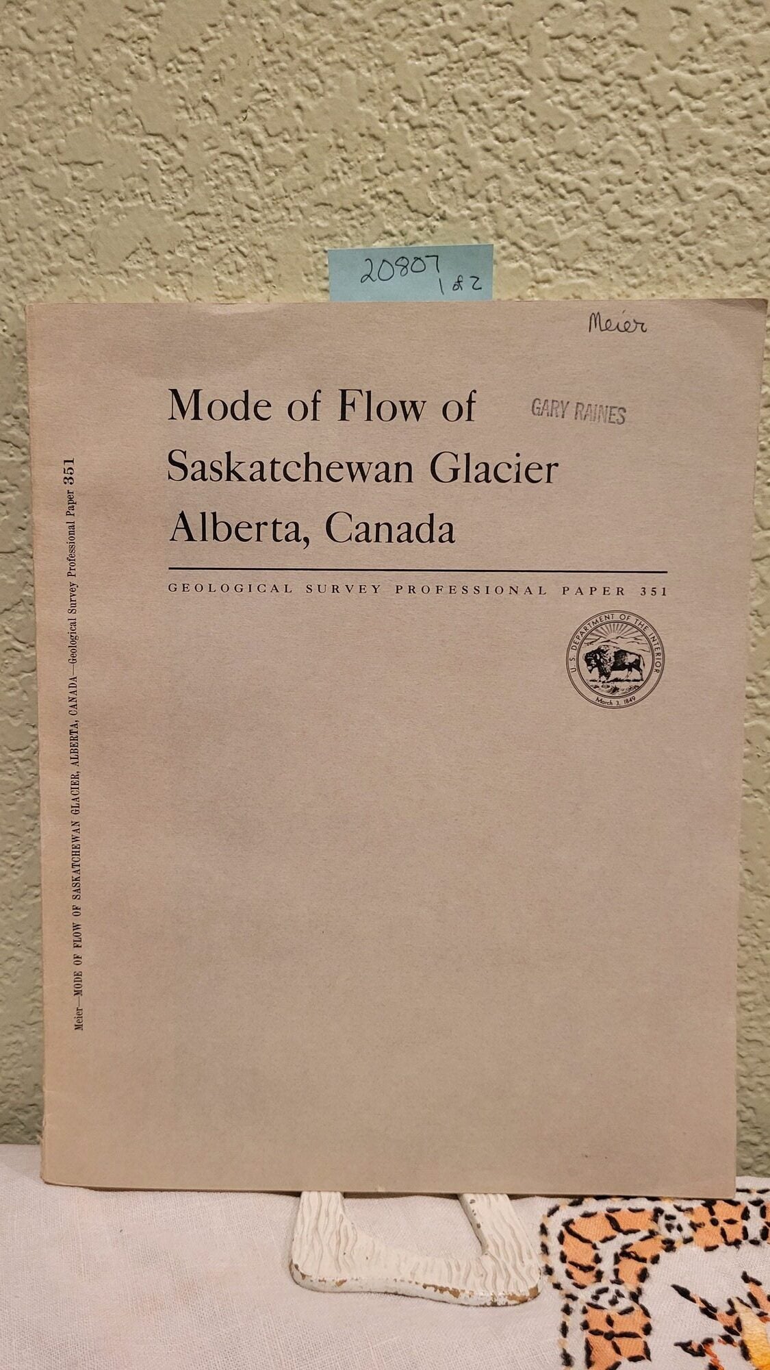 Mode of flow of Saskatchewan Glacier, Alberta, Canada. Mark Frederick Meier.