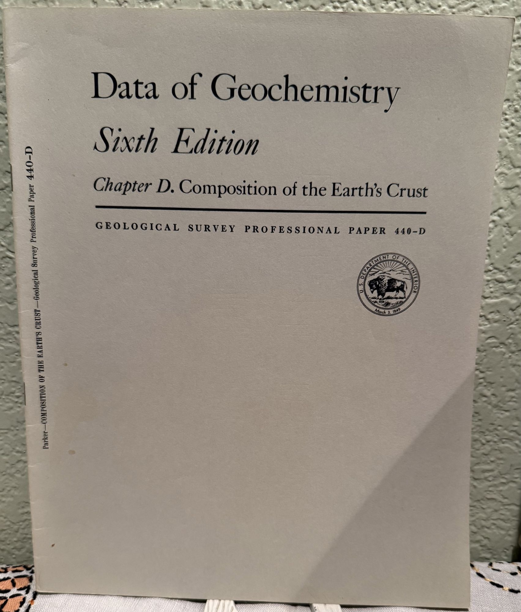 Data of Geochemistry, Sixth Edition Chapter D, Composition of the Earth's Crust. M. Parker Fleishcer, R. L.
