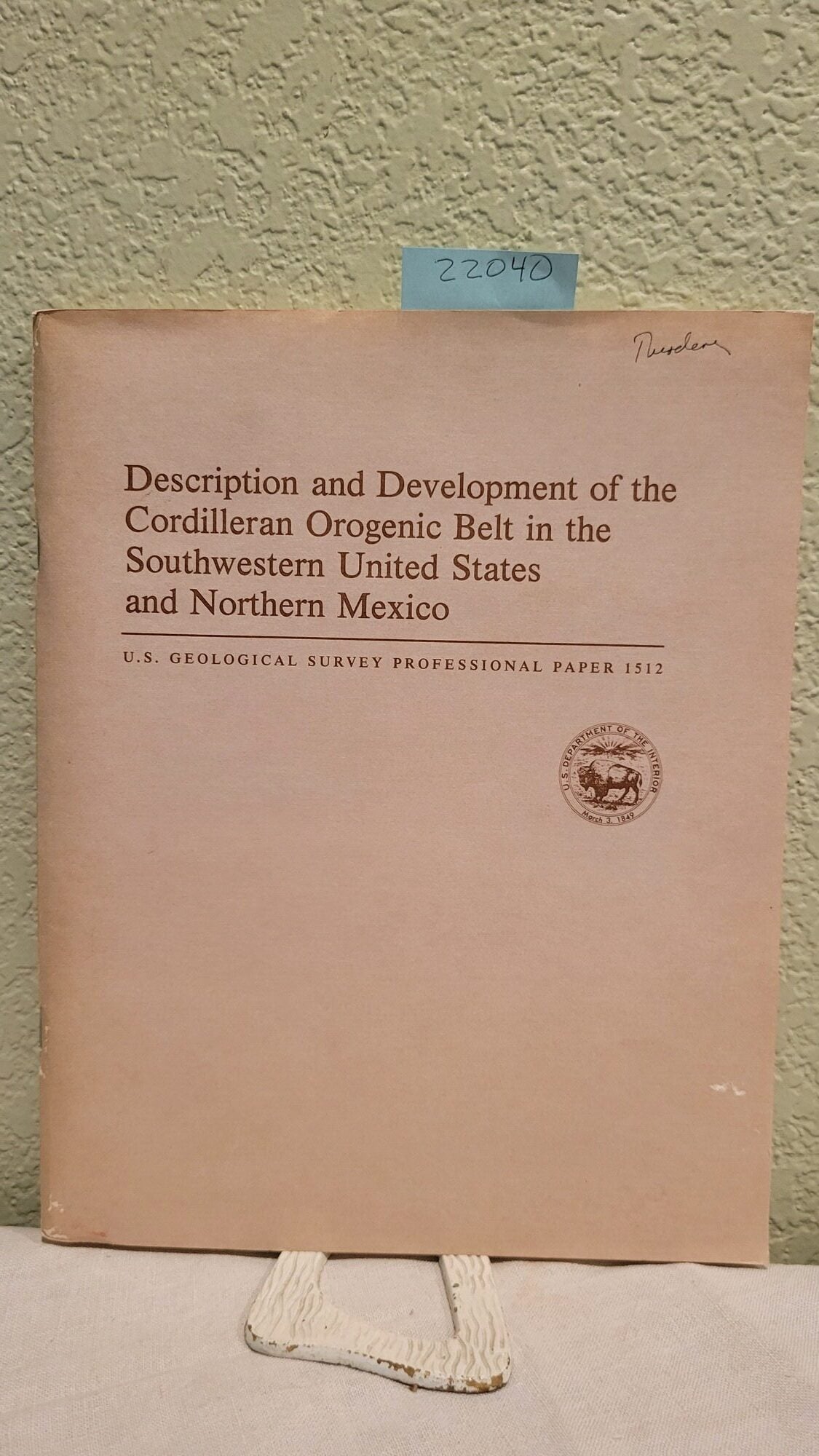 Description and development of the Cordilleran orogenic belt in the Southwestern United States. Harald Drewes.