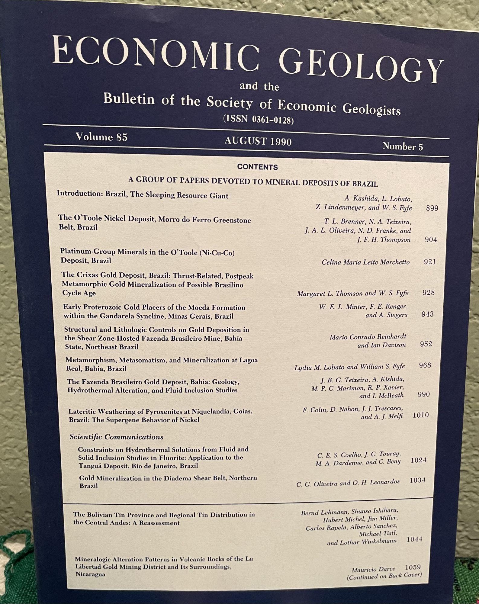 A Group of Papers Devoted to Mineral Deposits of Brazil. Kashida A.