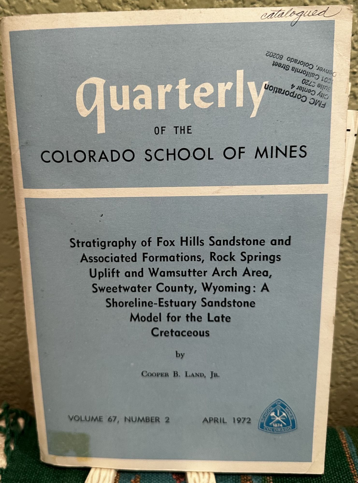 Stratigraphy of Fox Hills sandstone and associated formations, Rock Springs uplift and Wamsutter. Cooper B. Land.