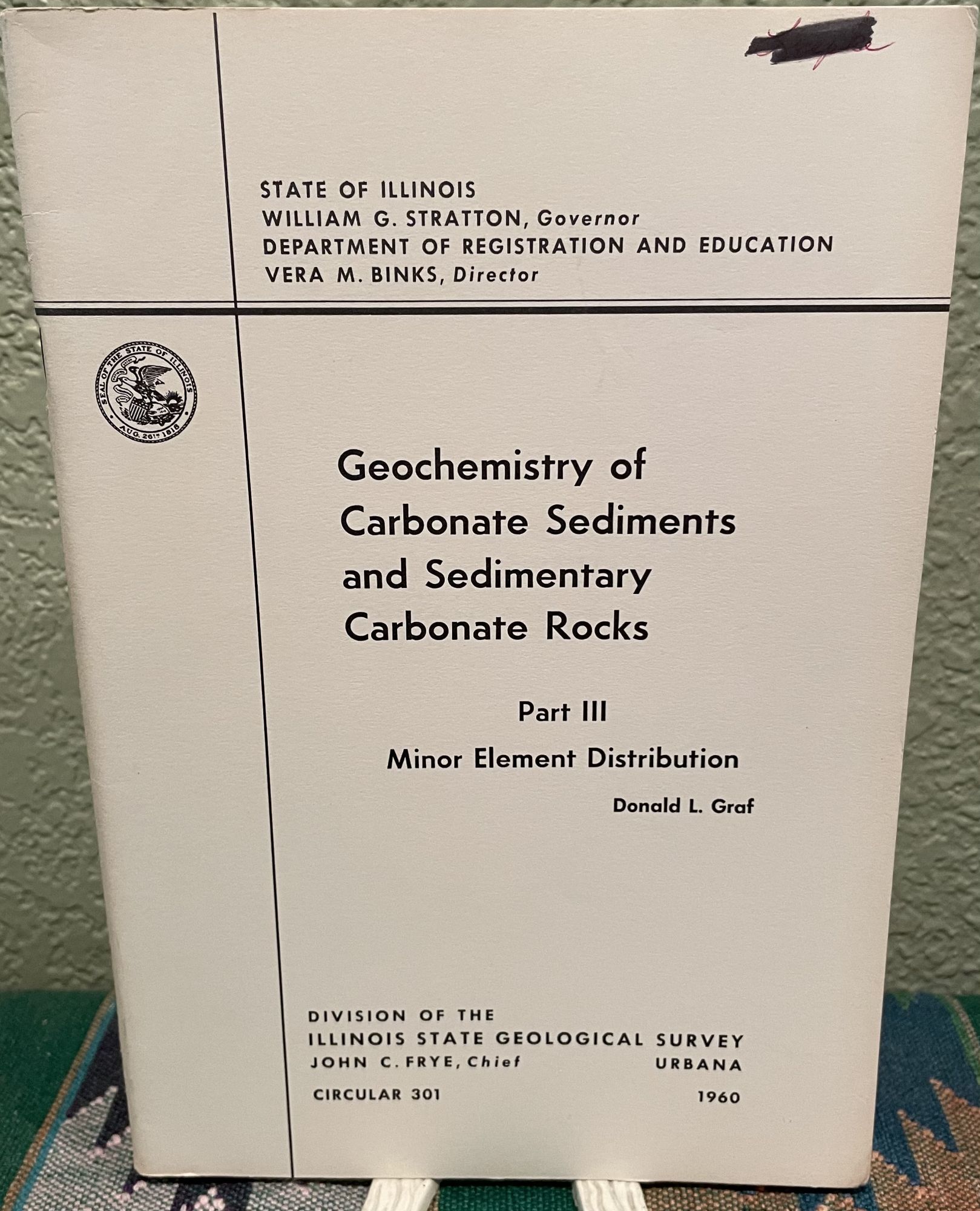 Geochemistry of Carbonate Sediments and Sedimentary Carbonate Rocks. Part III, Minor Element. D. Graf.