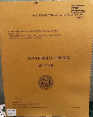 Item #26584 Nonthermal springs of Utah. J. C. Mundorff