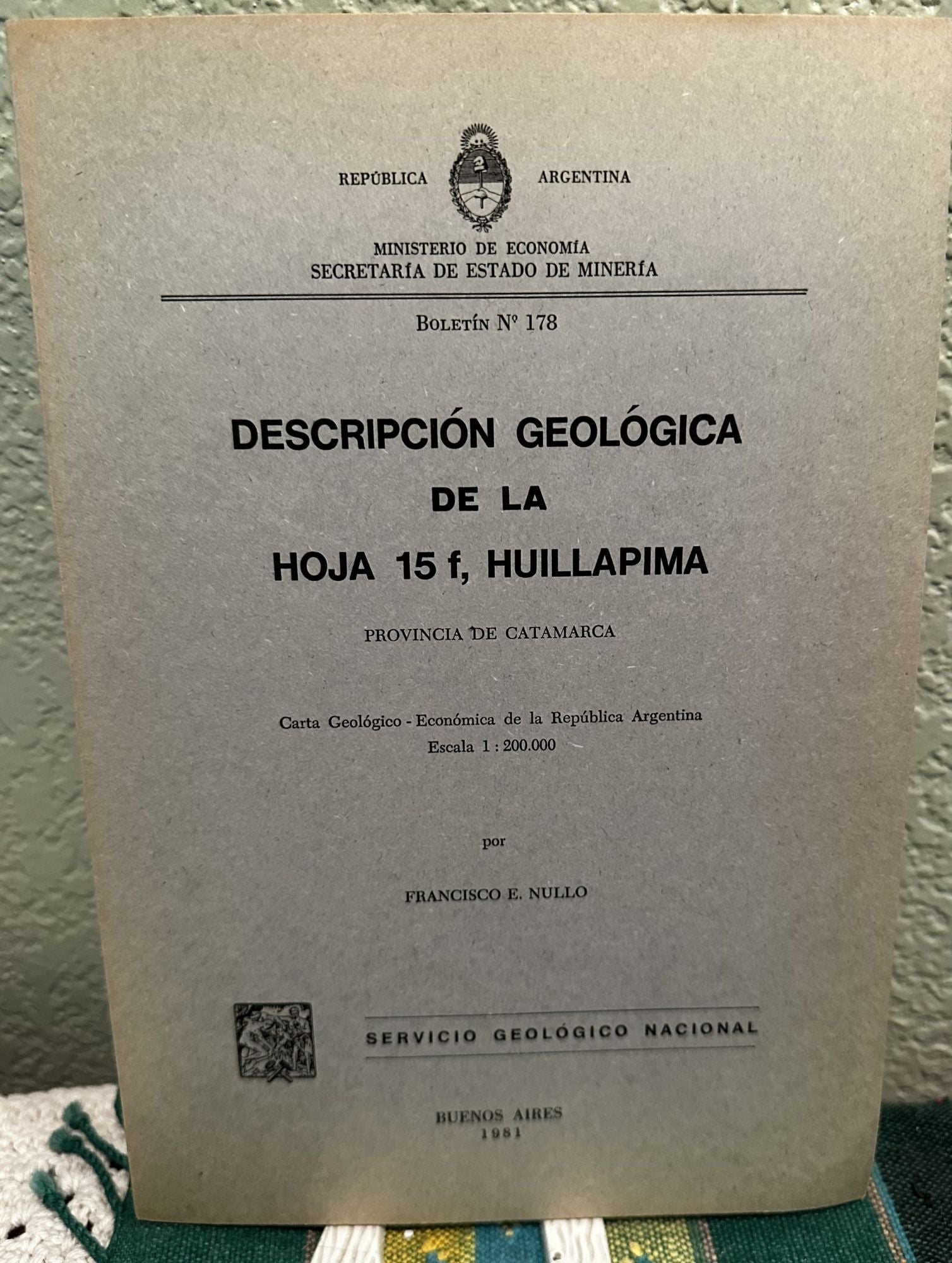 Descripcion Geologica De La Hoja 15f, Huillapima Provincia De Catamarca. Francisco E. Nullo.