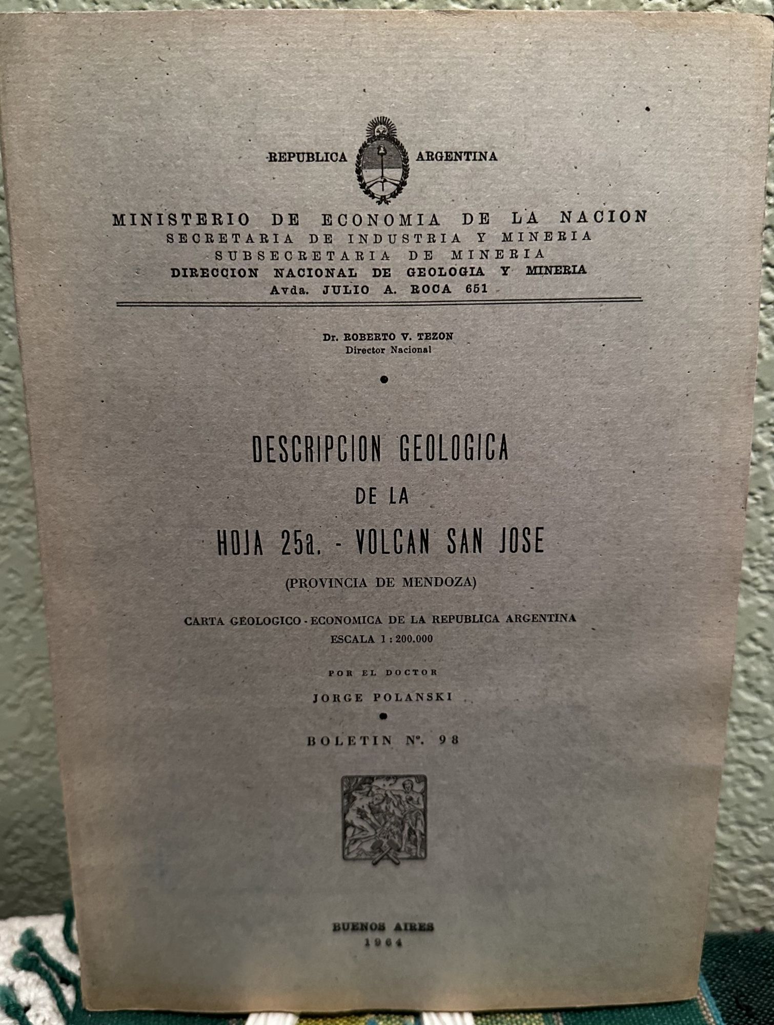 Descripcion Geologica De La Hoja 25a, Volcan San Jose Provincia De Mendoza. Jorge Polanski.
