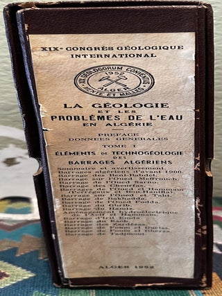 Item #28363 La Geologie Et Les Problemes De L'Eau an Algerie tome I Preface Donnees Generales...