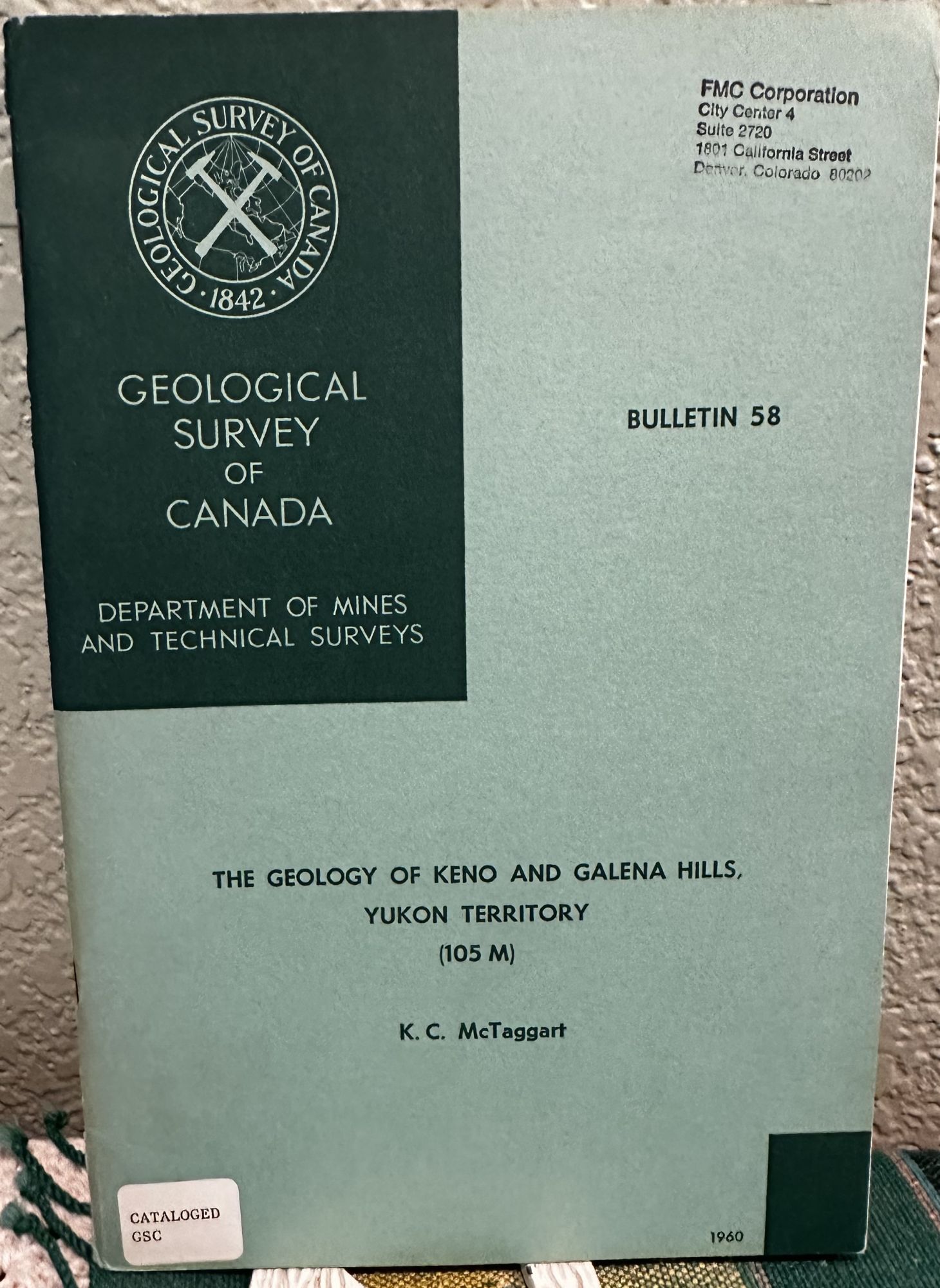 The Geology of Keno and Galena Hills, Yukon Territory 105 M. K. C. McTaggart.