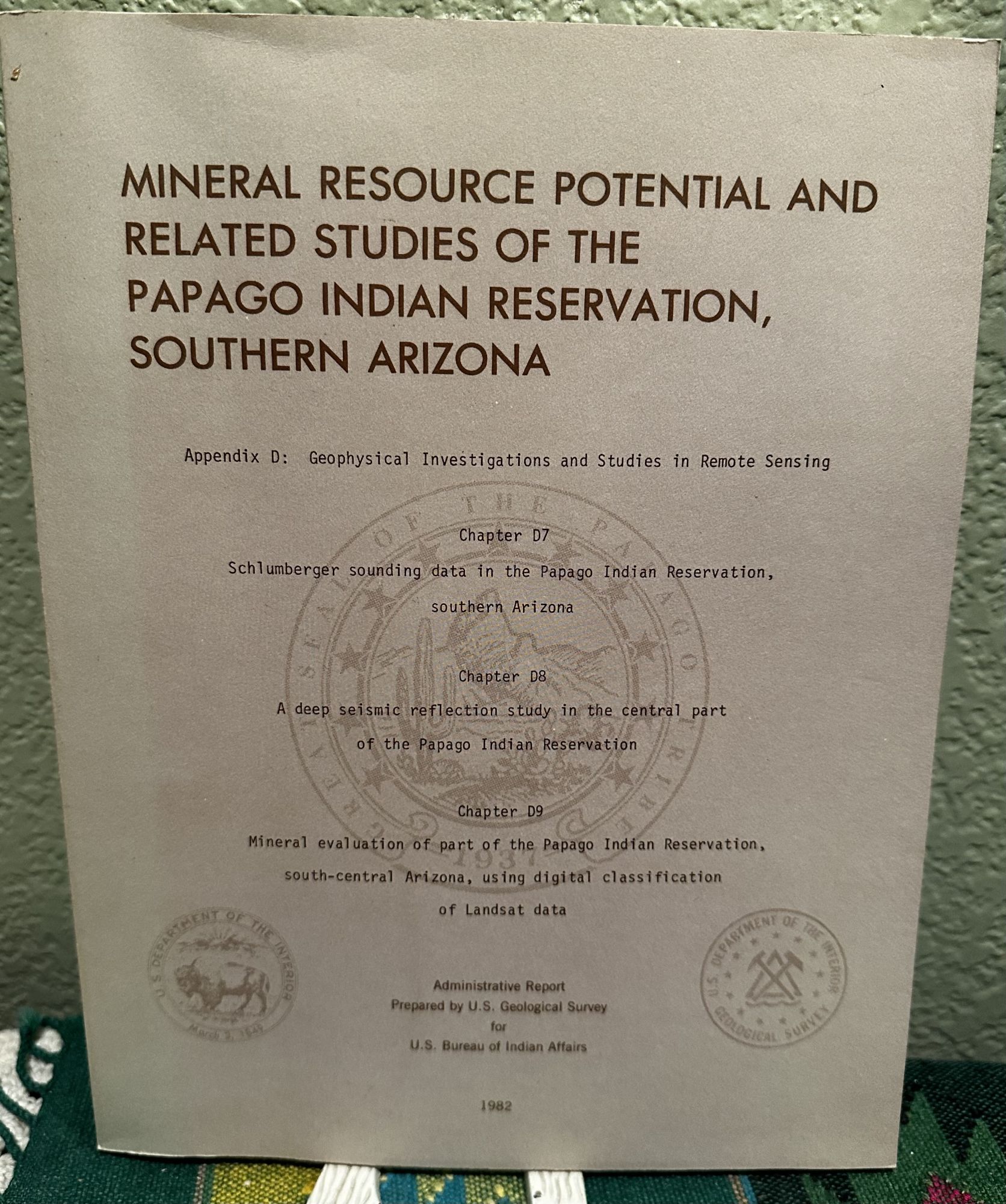 Mineral Resource Potential and Related Studies of the Papago Indisn Reservation, Southern Arizona. 