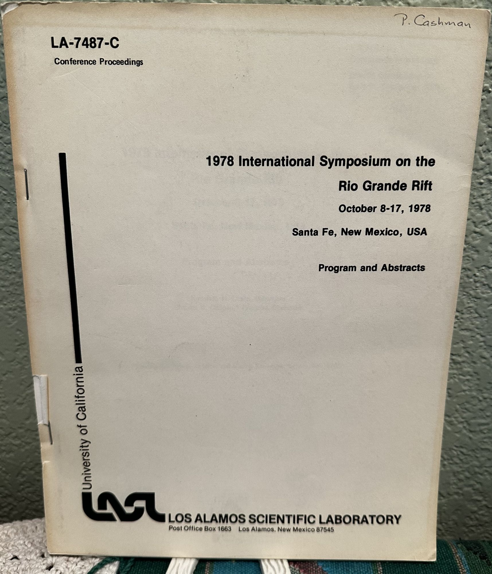 1978 International Symposium on the Rio Grande Rift Conference Proceedings. Los Alamos Scientific Laboratory.