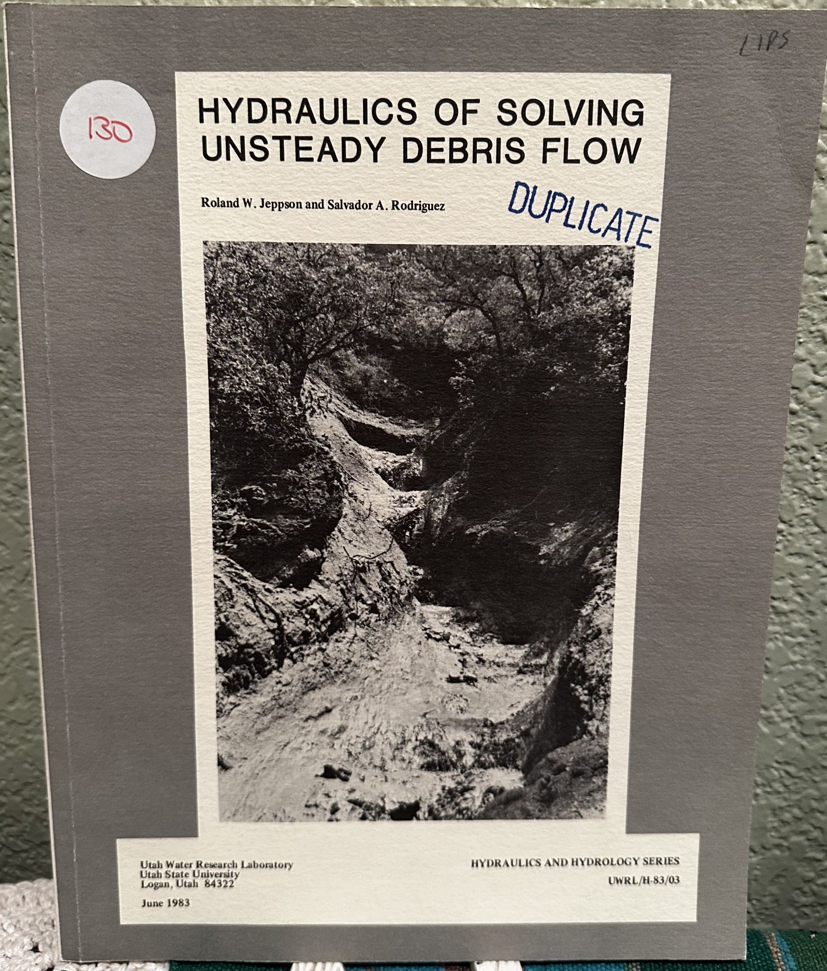 Hydraulics of solving unsteady debris flows. Roland W. Jeppson.