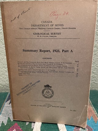 Item #30105 Summary Report of the Geological Survey Department Department of Mines for the...