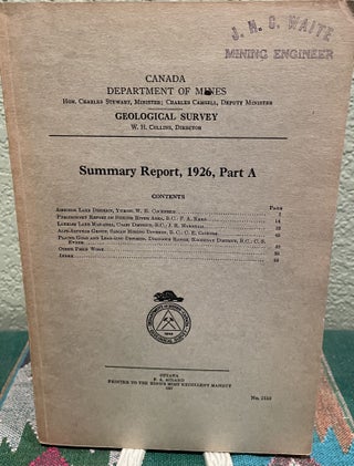 Item #30107 Summary Report, 1926, Part A. W. H. Collins