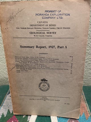 Item #30108 Summary Report, 1927, Part A. W. H. Collier