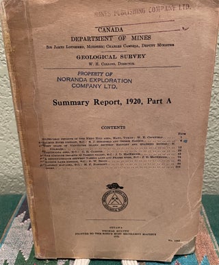 Item #30126 Summary Report, 1920, Part A. W. H. Collier