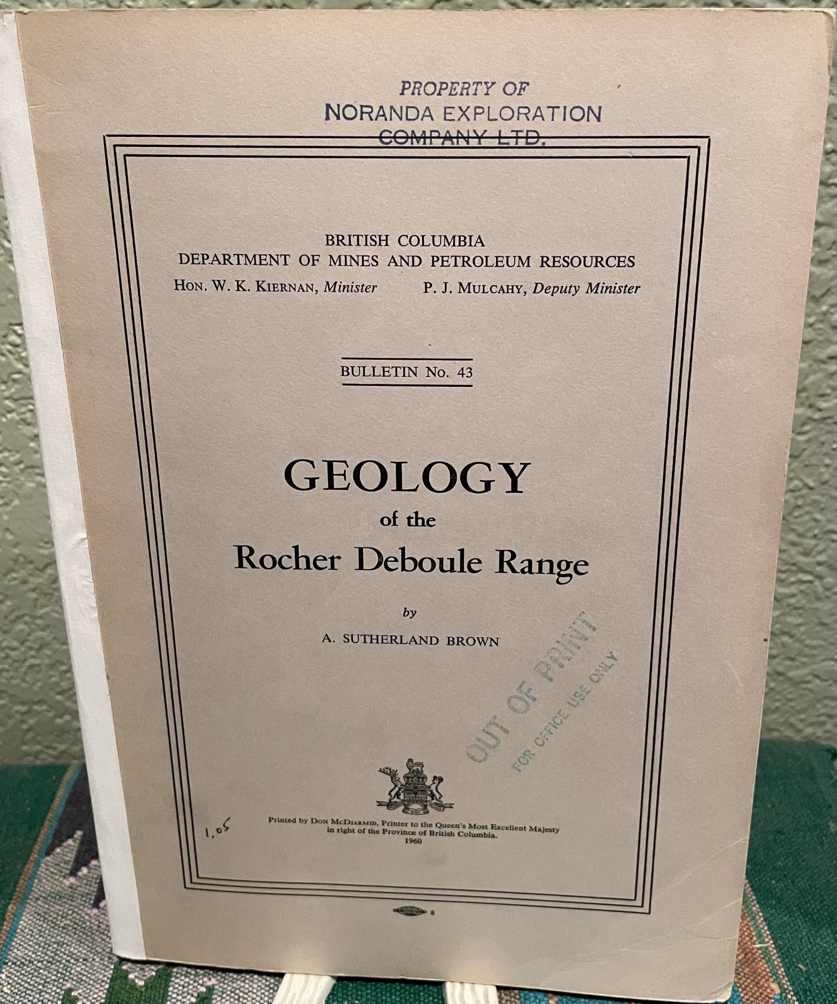GEOLOGY OF THE ROCHER DEBOULE RANGE. A. S Brown.