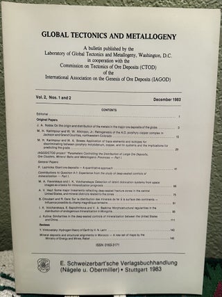 Item #30647 Global Tectonics and Metallogeny, Volume 2, Nos. 1 and 2. Kutina J. Ed