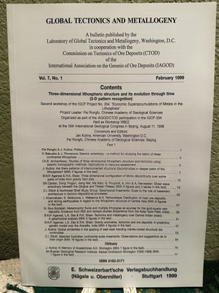 Item #30973 Global Tectonics and Metallogeny, Volume 7, No. 1 Three-Dimensional Lithospheric...