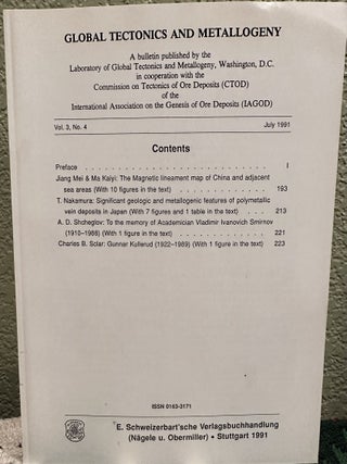 Item #30978 Global Tectonics and Metallogeny, Volume 3, No. 4. Kutina J. Ed