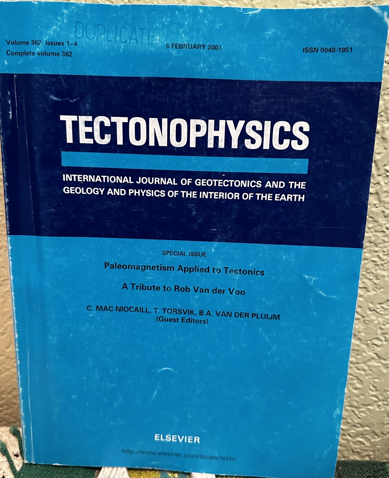 Paleomagmatism Applied to Tectonics, A Tribute to Rob Van Der Voo, Tectonophysics Vol 362, C. Mac Niocaill.