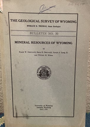 Item #31249 Mineral Resource of Wyoming. F. W. Osterwald