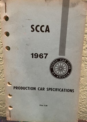 Item #5563061 SCCA 1967 Production Car Specifications. Sports Car Club of America