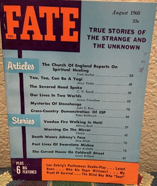 Item #5563077 Fate Magazine True Stories of The Strange and The Unknown August 1960 Vol 13 No 8...