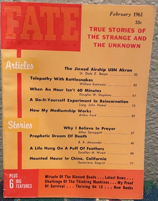 Item #5563085 Fate Magazine True Stories of the Strange and the Unknown February 1961 Vol 14 No 2...