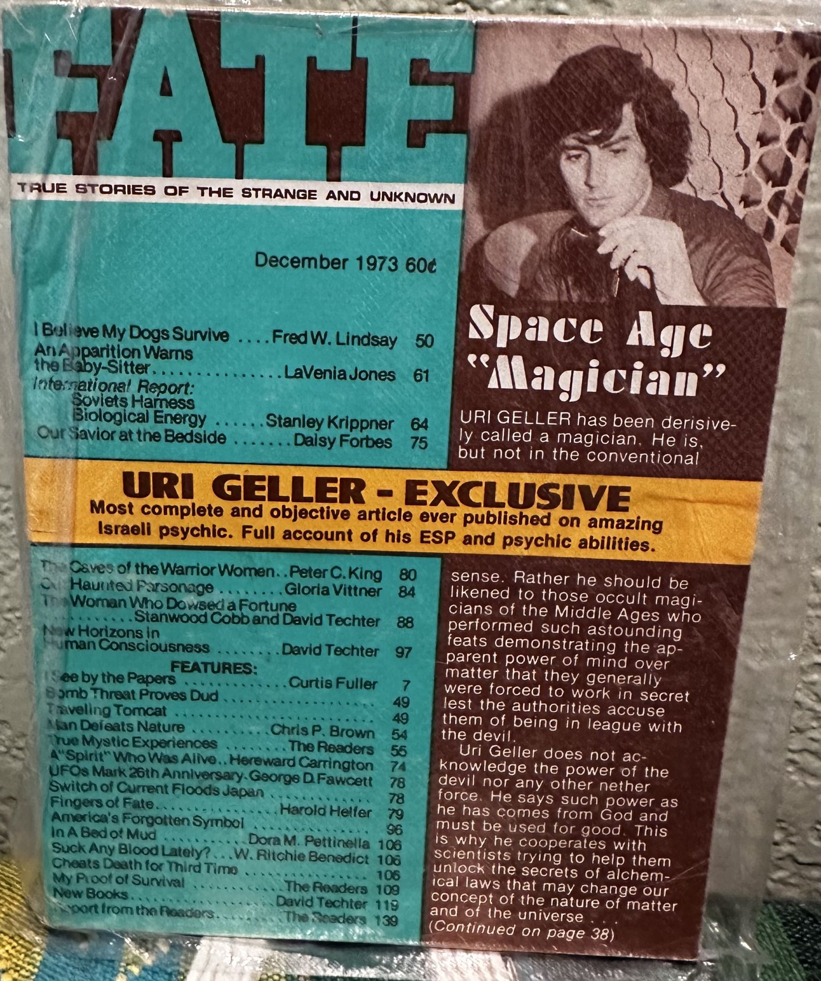 Fate Magazine; True Stories of the Strange and Unknown December 1973 Vol. 26 No.12 Issue 285. Mary Margaret Fuller.