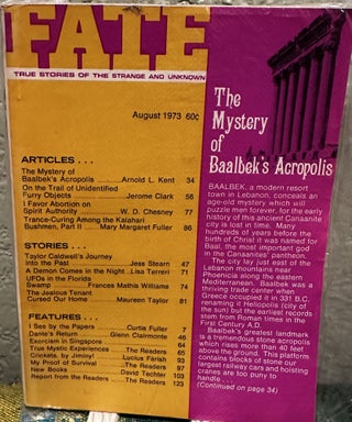 Item #5564051 Fate Magazine; True Stories of the Strange and Unknown August 1973 Vol.26 No. 8...