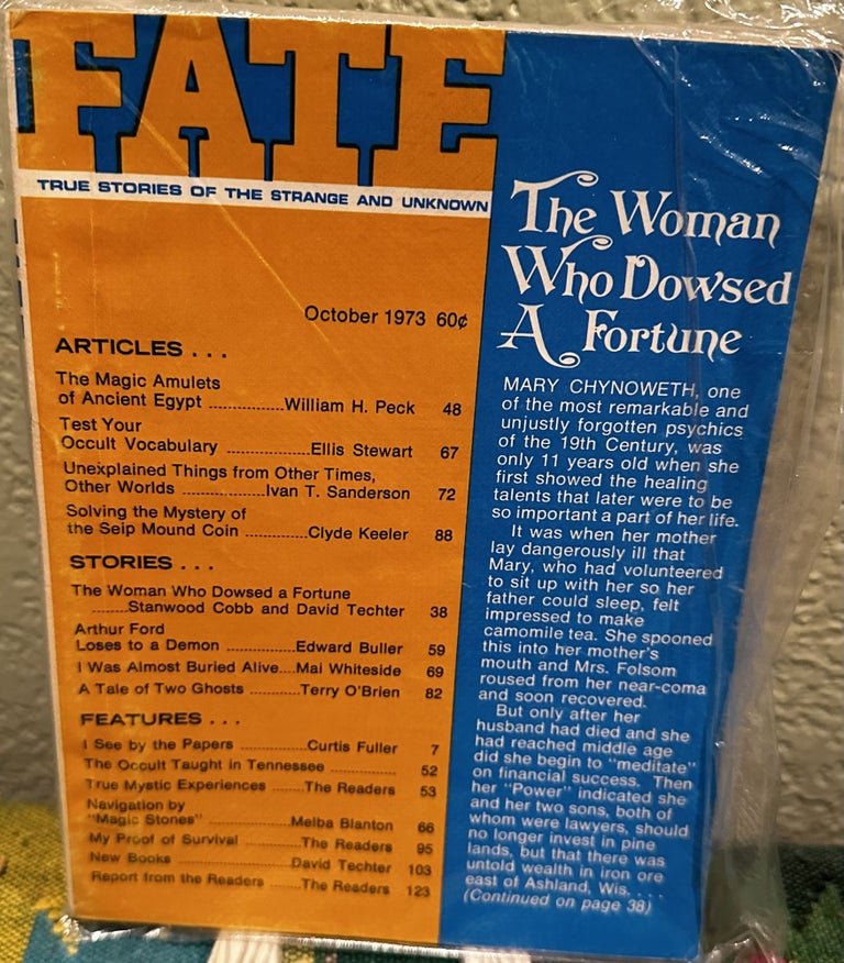 Item #5564052 Fate Magazine; True Stories of the Strange and Unknown October 1973 Vol. 26 No. 10 Issue 283. Mary Margaret Fuller.