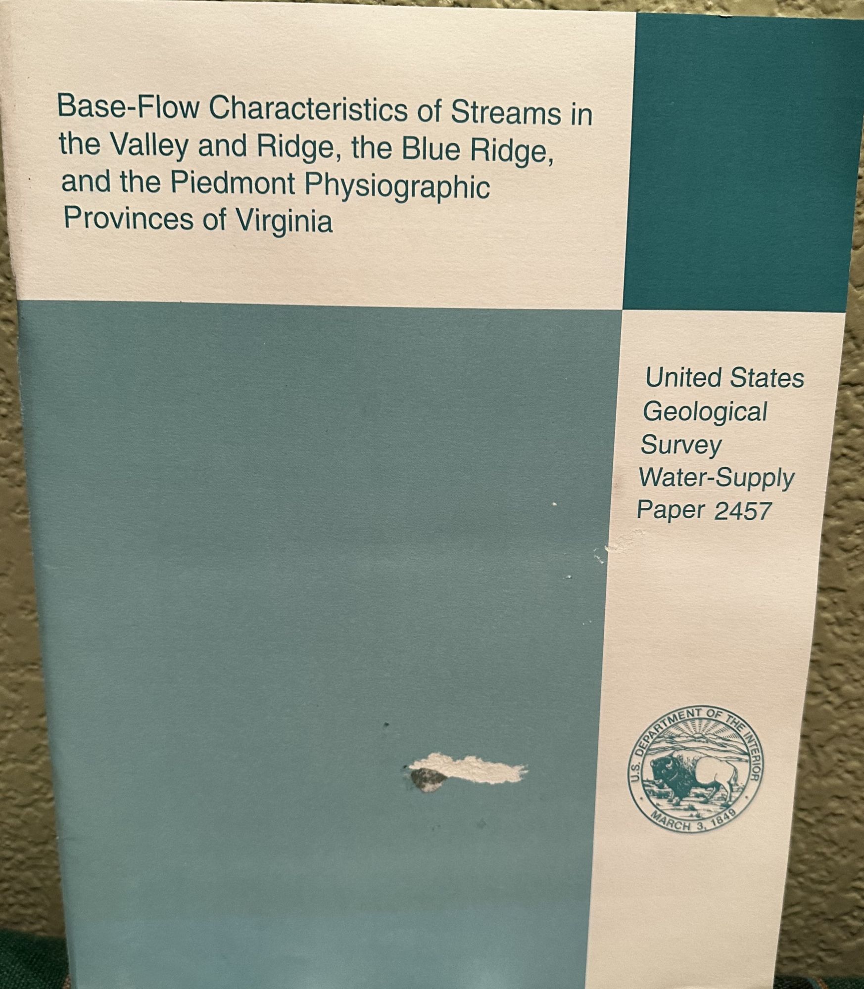 Base-Flow Characteristics of Streams in the Valley and Ridge, the Blue Ridge and the Piedmont. David L. Nelms, George E., Harlow, Donald C. Hayes.