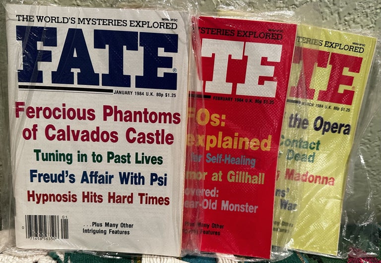 Item #5564082 Fate The World's Mysteries Explored 11 issues missing November, Jan- Dec 1984 Vol 37 No 1-10 and 12 Issue 406-415 & 417. Mary Margaret Fuller.